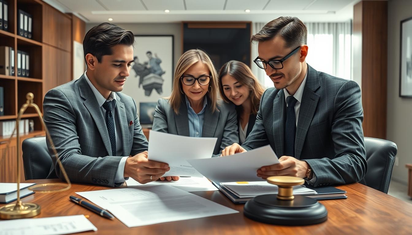 Family reviewing legal documents